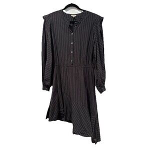 Joie Dress Women Small Black Striped Asymmetric Hem Wednesday Addams Goth Grunge